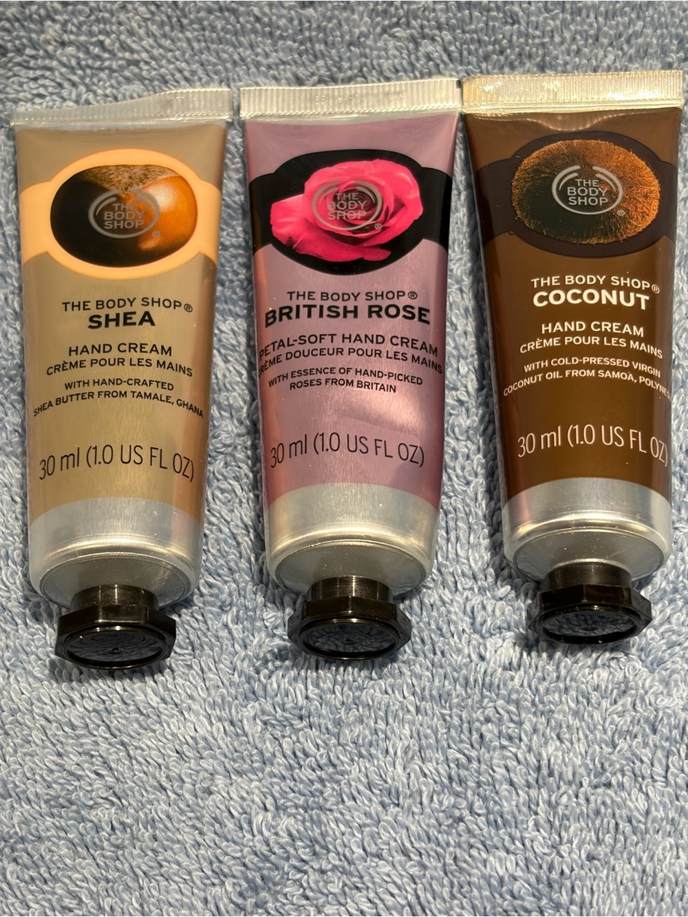 The Body Shop Hand Crèam Bundle: Shea, British Rose & Coconut NWT